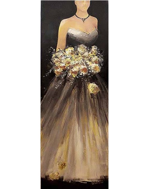 Πίνακας ζωγραφικής 50*160*4 εκ. κοπέλα με άνθη 2237